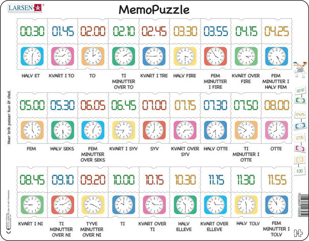LARSEN PUSLESPIL - Lær klokken