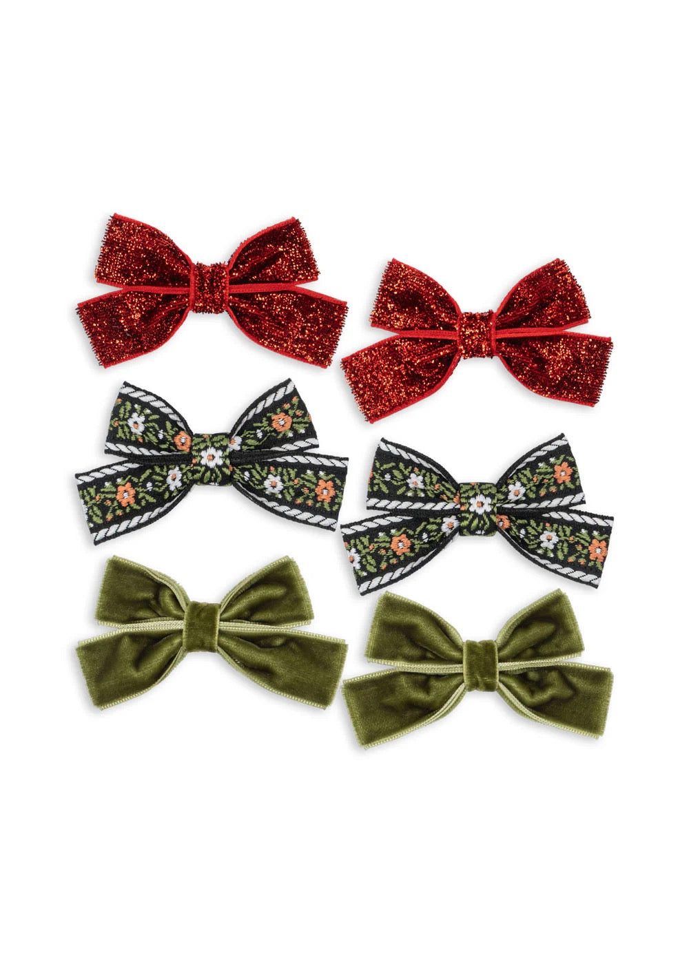 Konges Sløjd 6 PAK MICKI BOW HÅRSPÆNDER - RED/GREEN