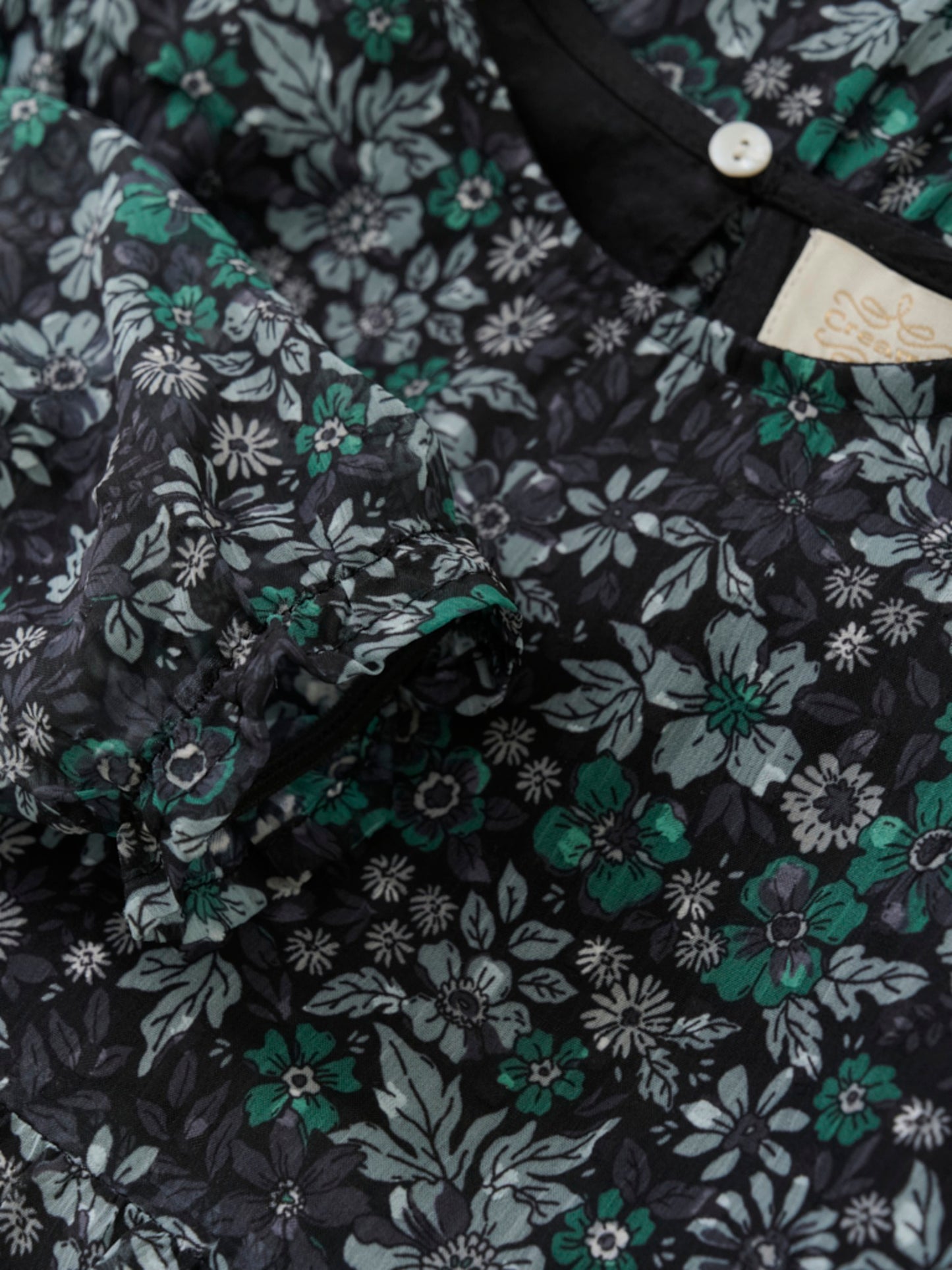 Creamie Kjole Flower Dobby - Pine Green