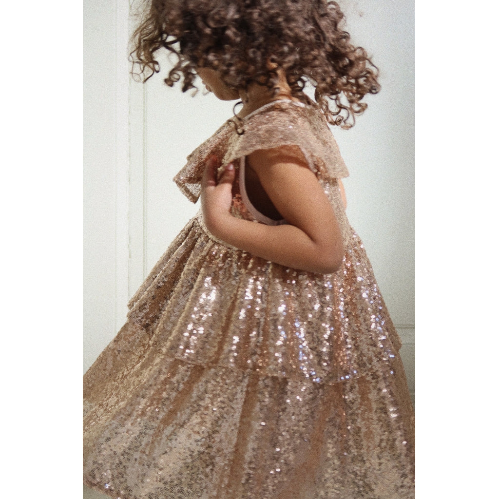 Konges Sløjd STARLA PAILLETTEN-Kleid - Gold Blush
