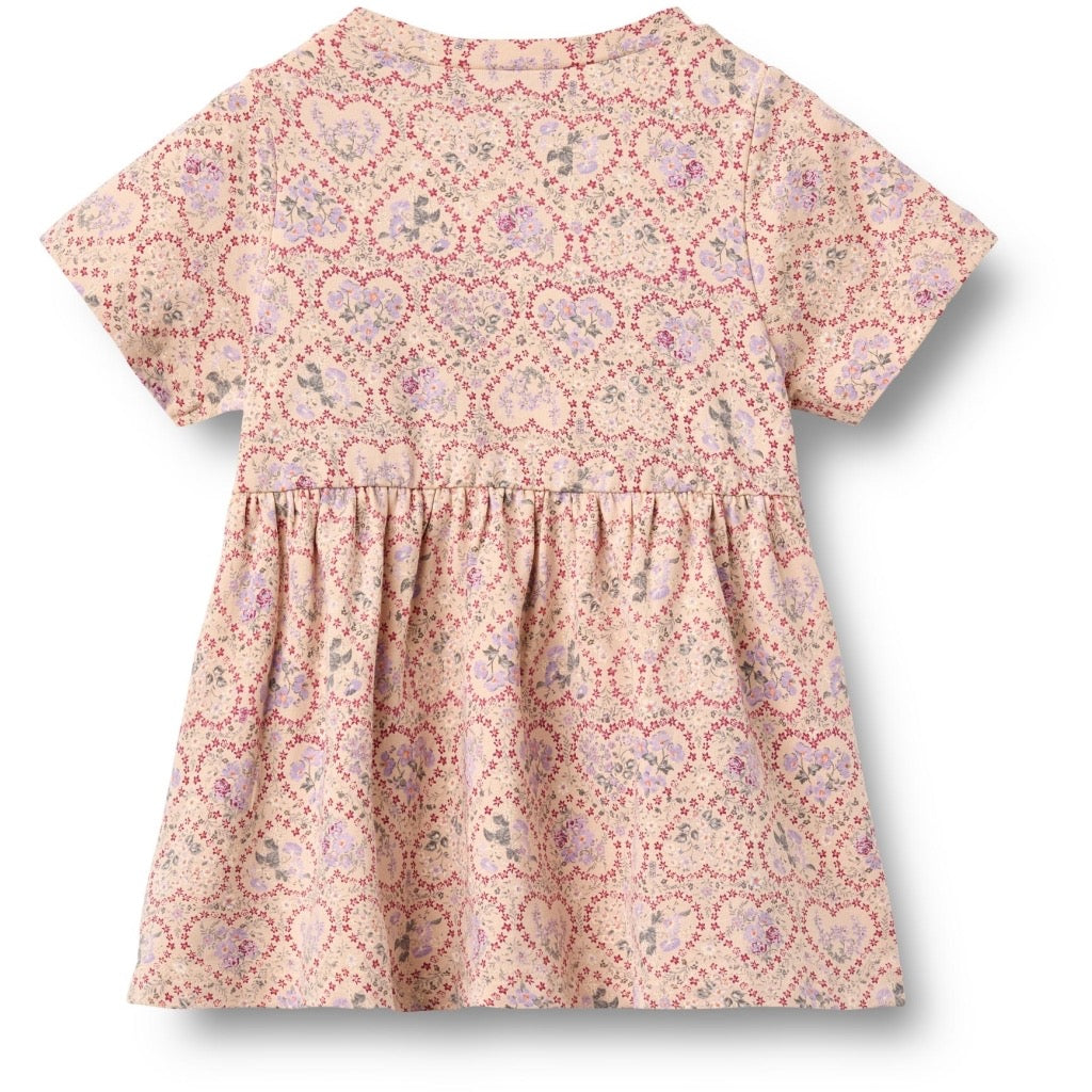 Wheat Anna Jersey Kjole S/S - Magenta heart flowers