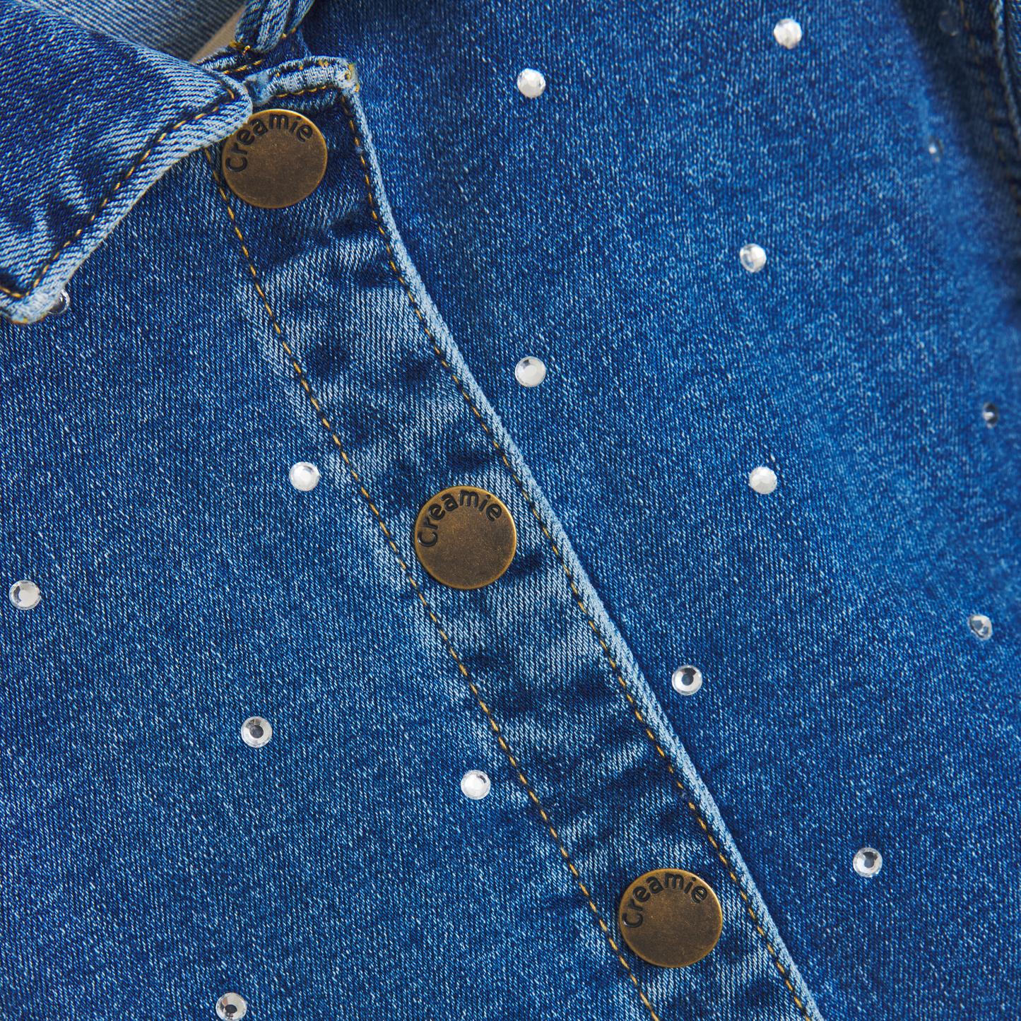 Creamie denim Jakke rhinestones - Blue Denim