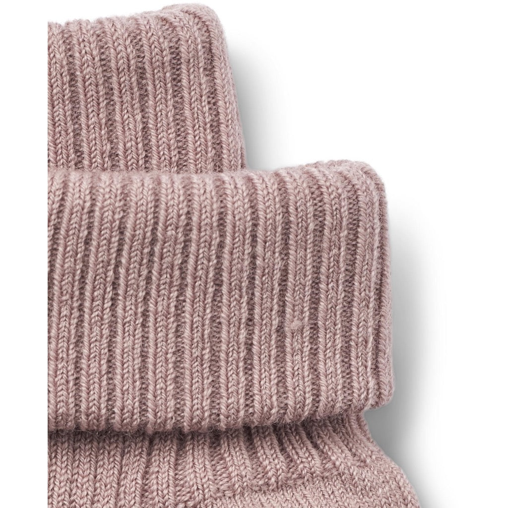 Wheat Ziggy uld ribstrømper - Dry rose