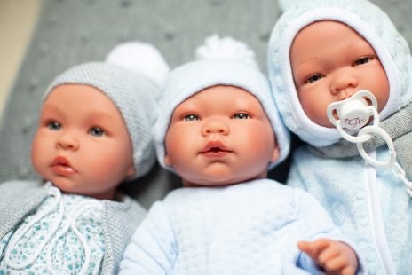 Asi Leonora Puppe, 46 cm. - Kleid Flores Azules con Chaque