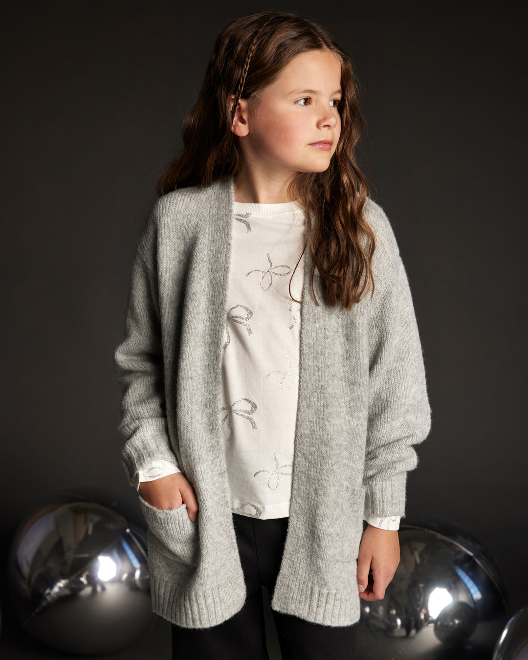 Creamie Lang Cardigan - Light Grey Melange