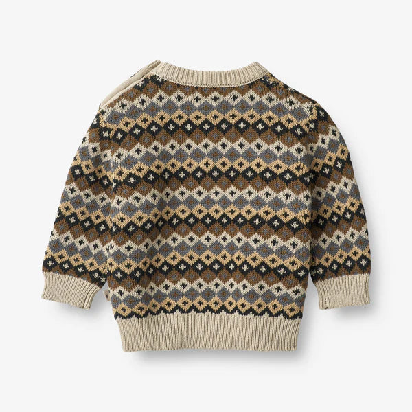 Weizen-Jacquard-Pullover Elias – Multi Blue