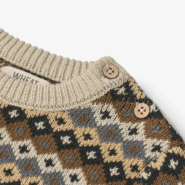 Weizen-Jacquard-Pullover Elias – Multi Blue