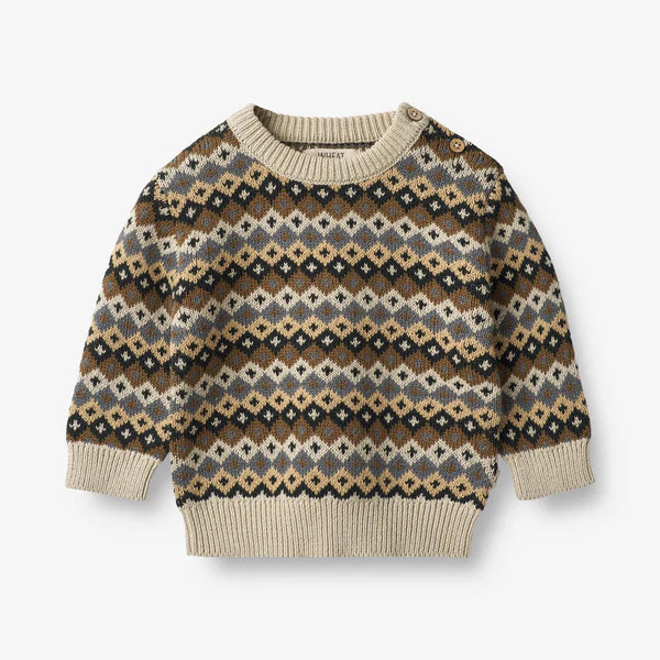 Weizen-Jacquard-Pullover Elias – Multi Blue