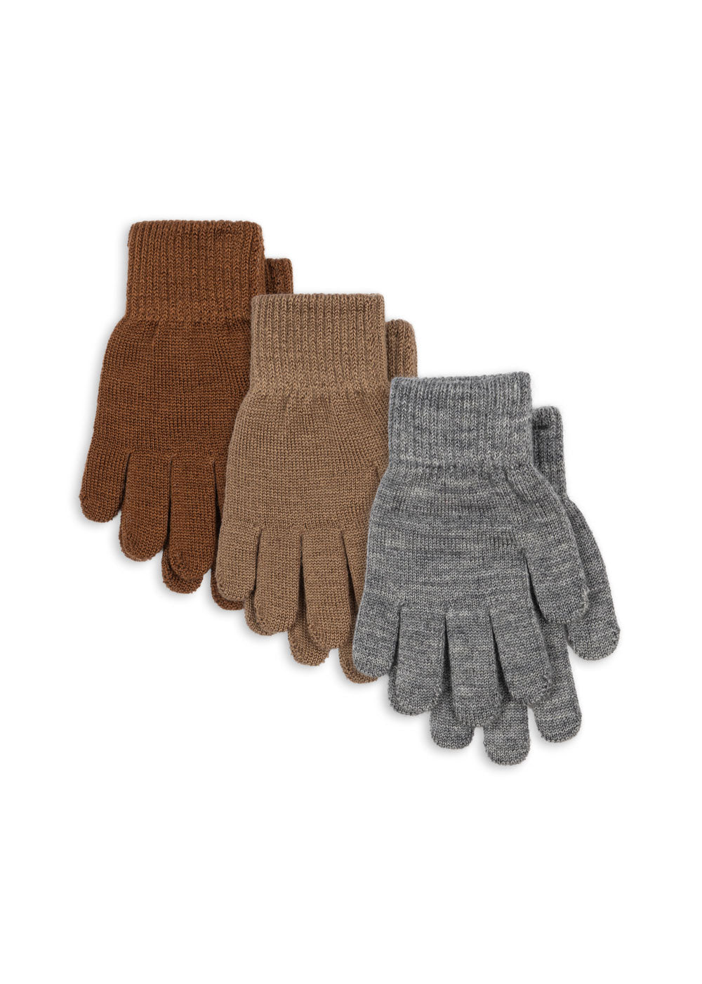 Kongens Sløjd 3 pak Filla Handsker - Grey Melange/Beige/Brown