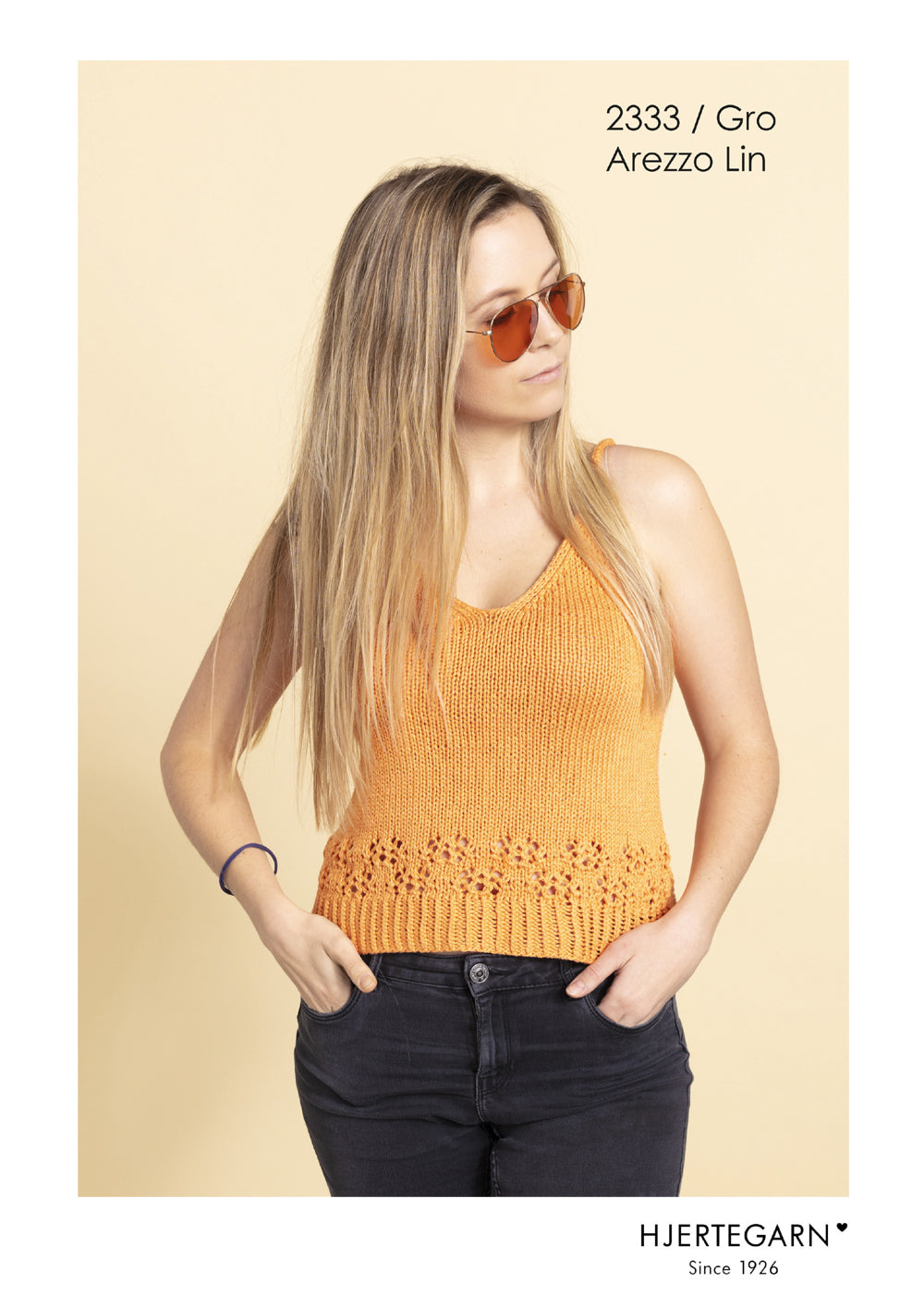 Hjerte Gro opskrift Strik Top - Str. XS-XL
