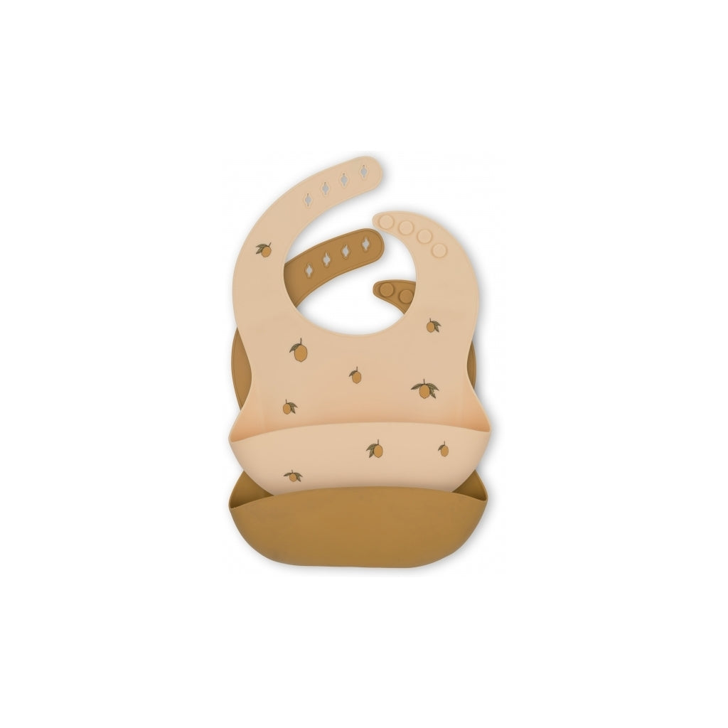Konges Sløjd 2 Pak SILICONE Hagesmæk - LEMON/ALMOND