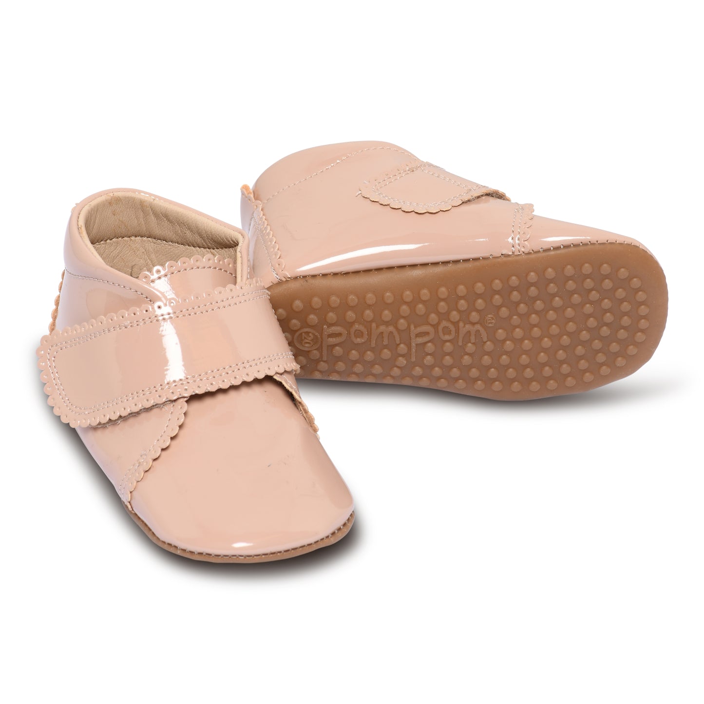 Pom Pom Hjemmsko VELCRO SCALLOPS - Dusty Rose Patent