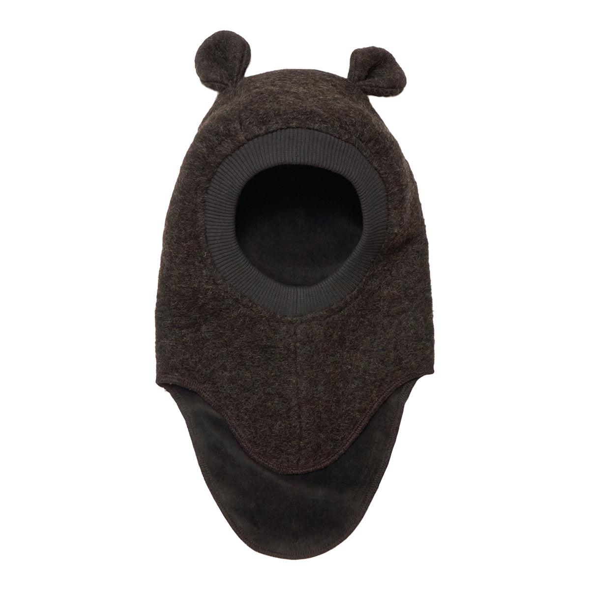 HUTTEliHUT PLUSH Mütze mit Halsschal aus Wolle mit Ohren - Dunkelbraun