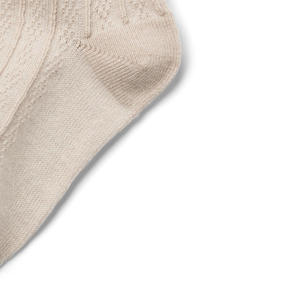 Wheat Noa Wool Lace Strømper - Offwhite