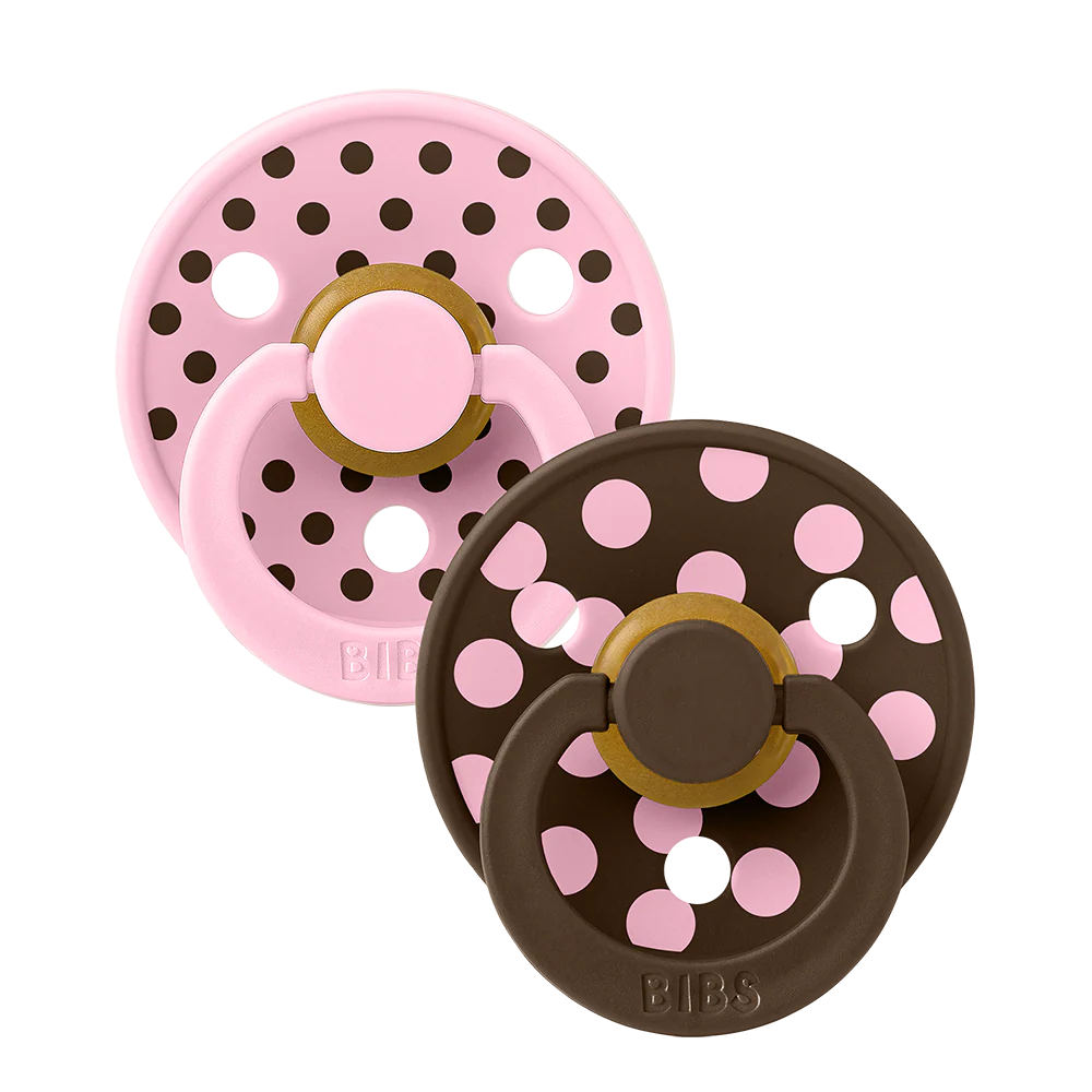 BIBS Studio Colour 2 Pak  Polka Latex str.2 - Baby Pink/Mocha