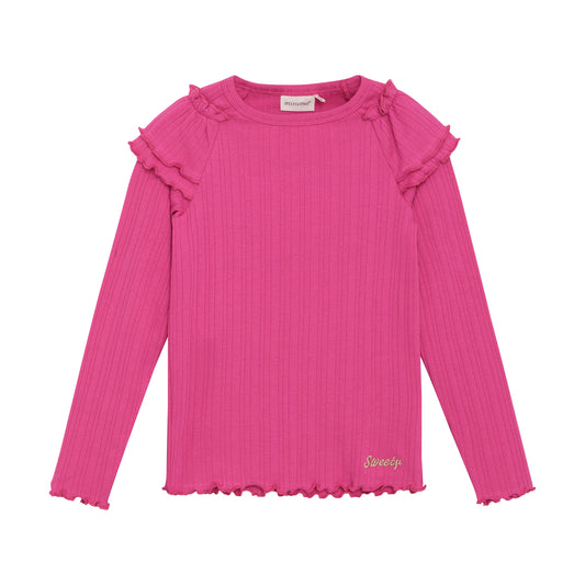 Minymo T-shirt LS Rib - Fuchsia Fedora