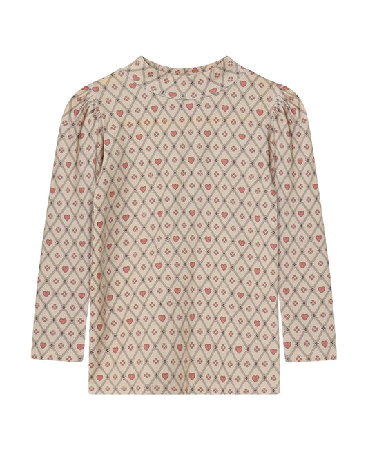 Fliink Kelly Heart Bluse LS - Sandshell Heart