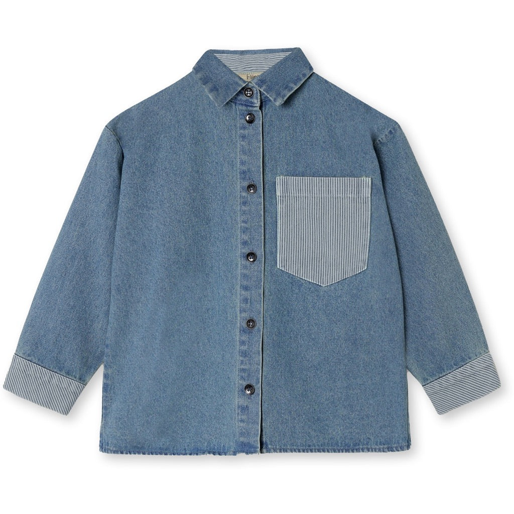 Fliink Don Contrast Skjorte LS - Light Denim Blue
