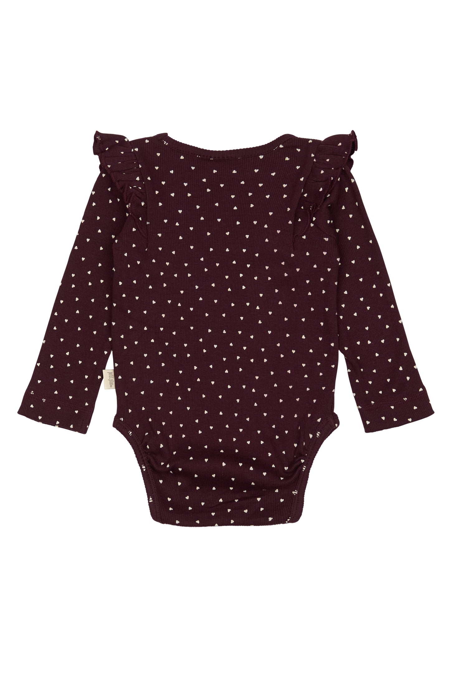Petit Piao Modal Body L/S Heart - Dark Grape/White