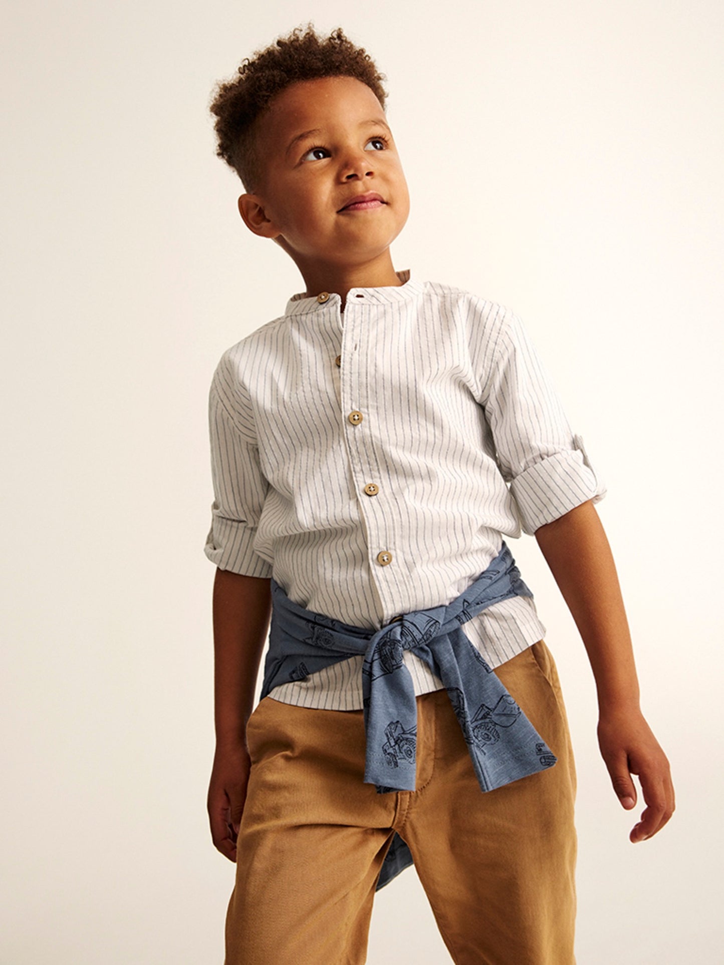 Gestreiftes Minymo-Hemd – Bright White