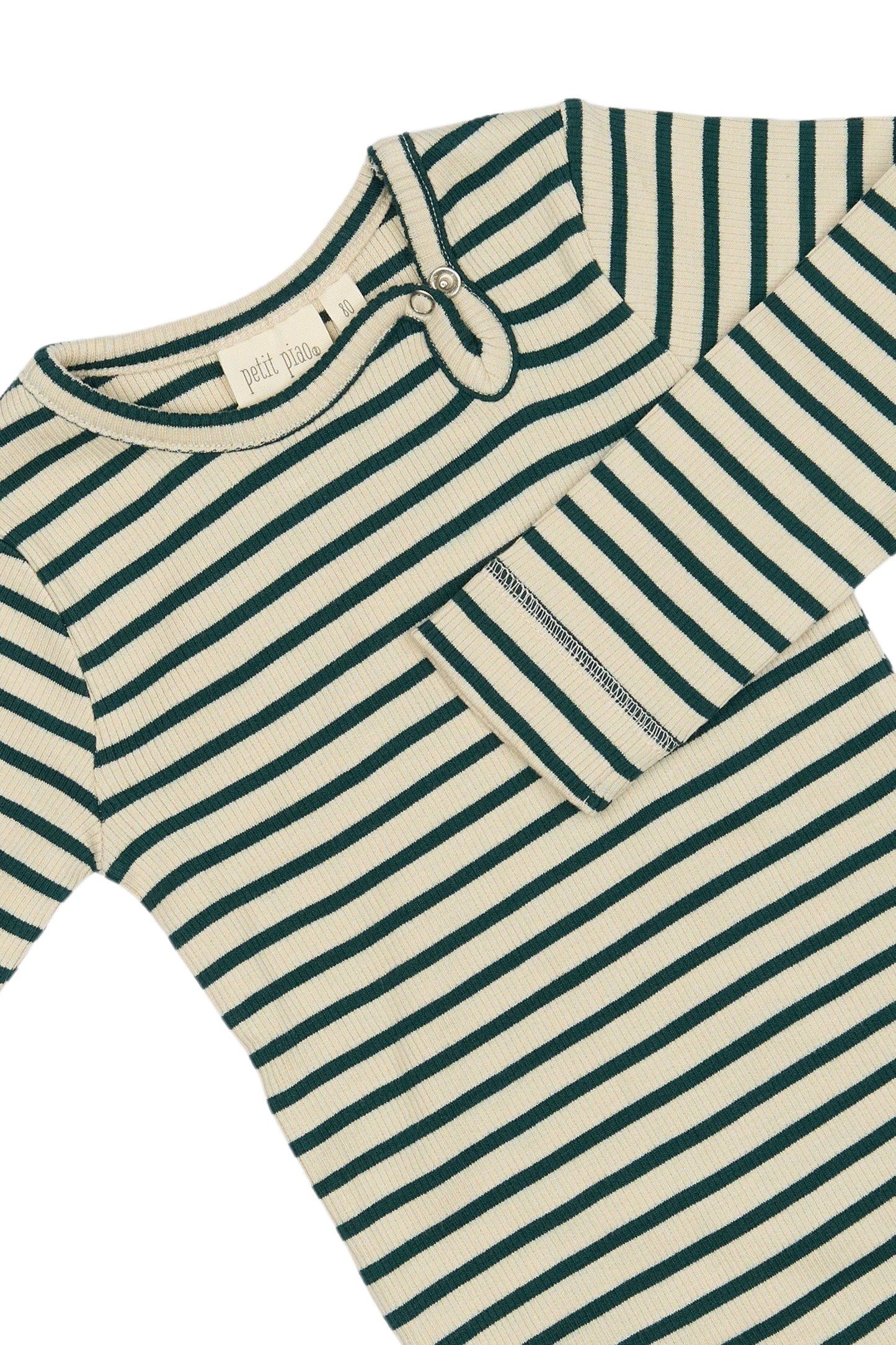 Petit Piao stribet Modal Body L/S - Dark Sea/off white