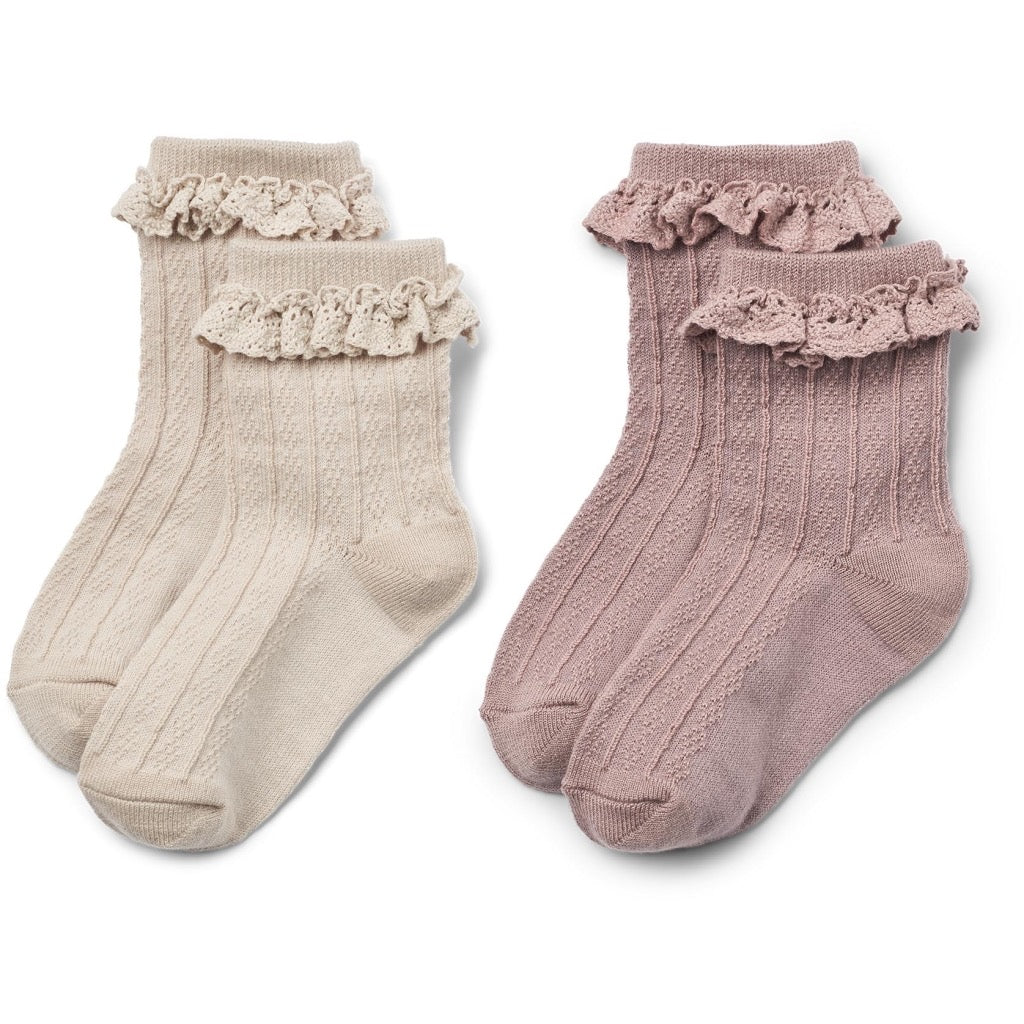 Wheat 2 pak uld Nora Blondestrømper - dry rose