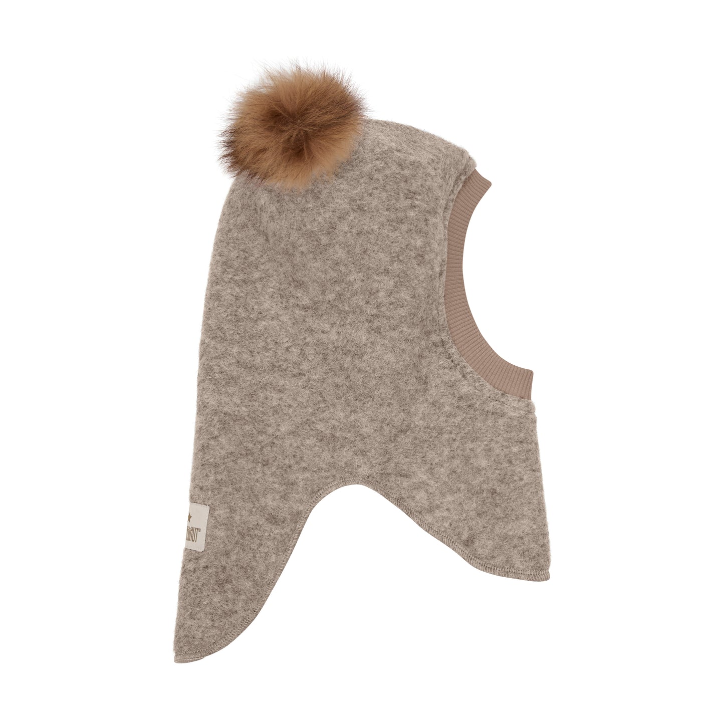 Huttelihut uld Elefanthue m. Pompom - Camel Melange