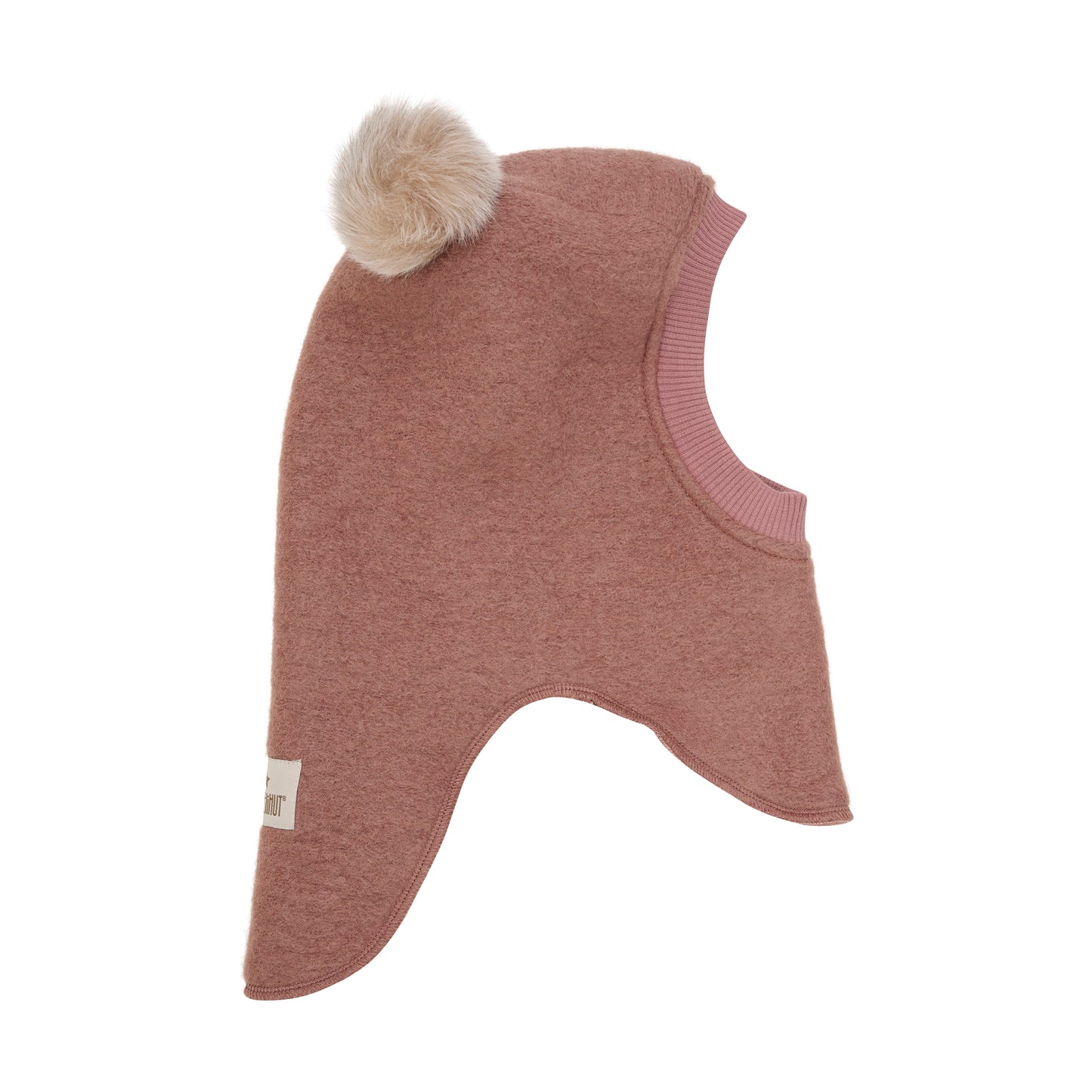 Huttelihut uld Elefanthue m. pompom - Burlwood