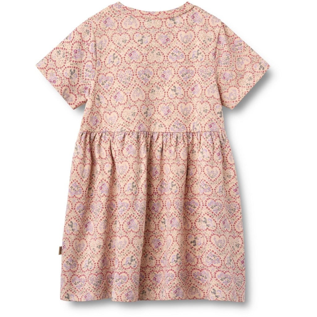 Wheat Anna Jersey Kjole S/S - Magenta heart flowers