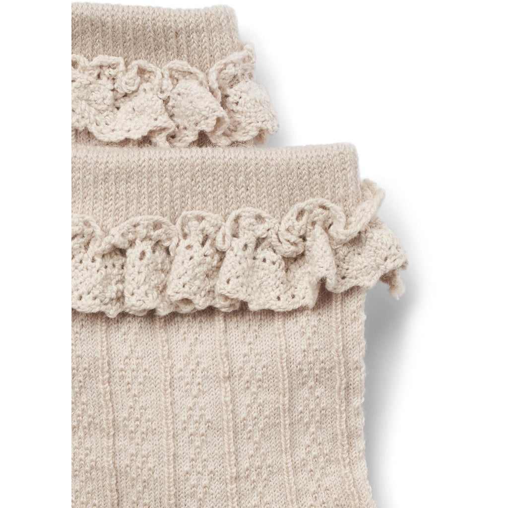 Wheat Noa Wool Lace Strømper - Offwhite