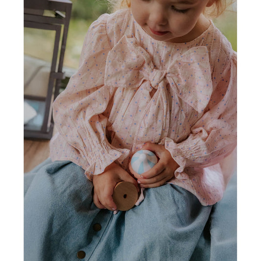 Fliink LS Bow Bluse - Icy Pink  Check