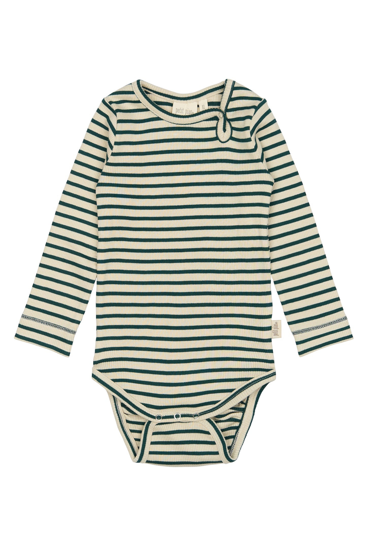 Petit Piao stribet Modal Body L/S - Dark Sea/off white