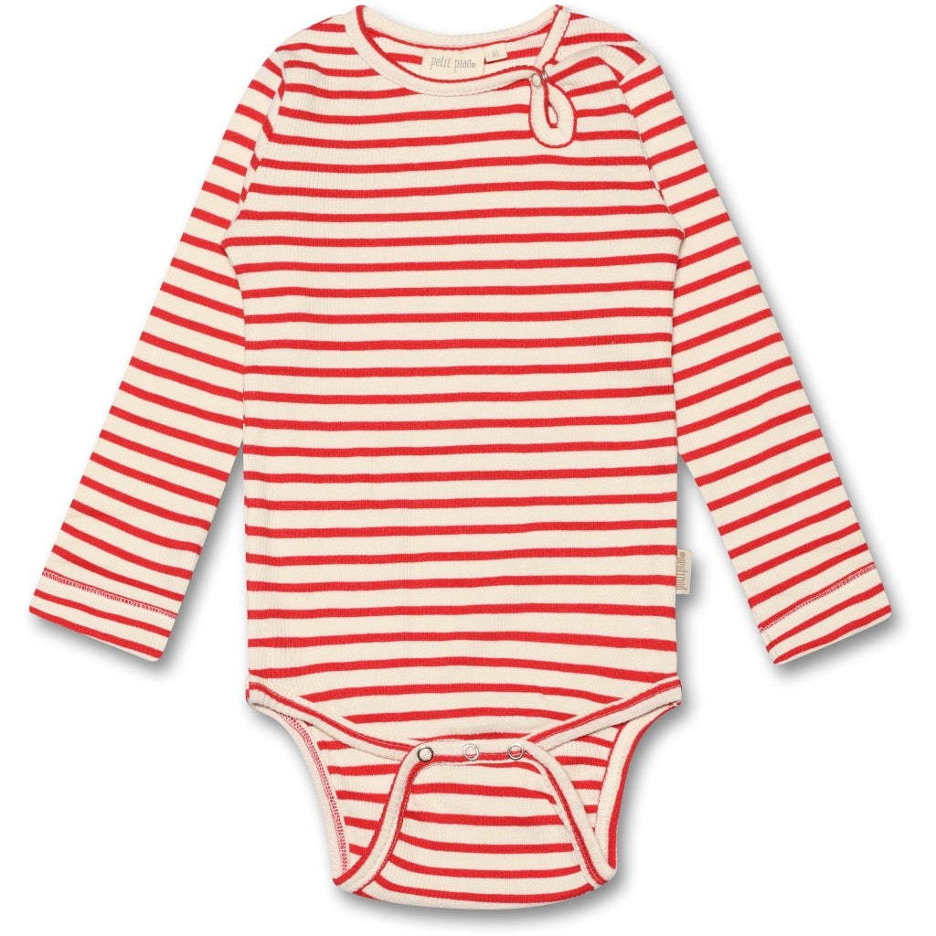 Petit Piao gestreifter Body – Bright Red