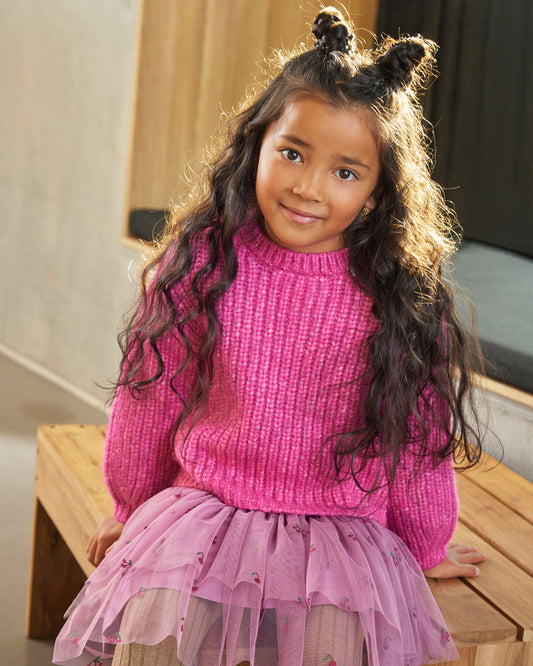 Minymo Strik Pullover - Fuchsia Fedora