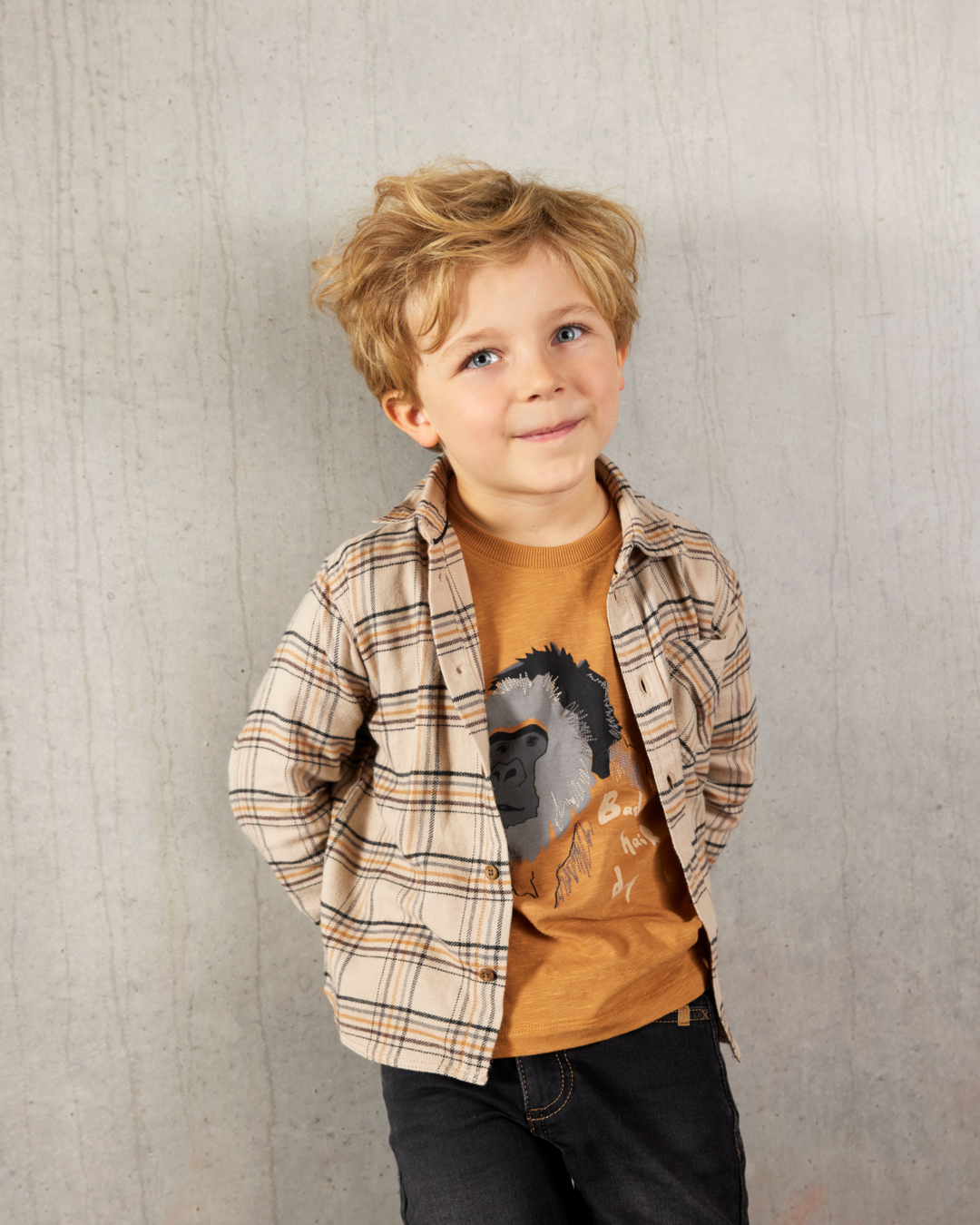 Minymo Shirt LS Check - Oxford Tan