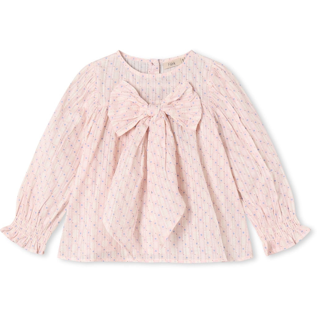 Fliink LS Bow Bluse - Icy Pink  Check