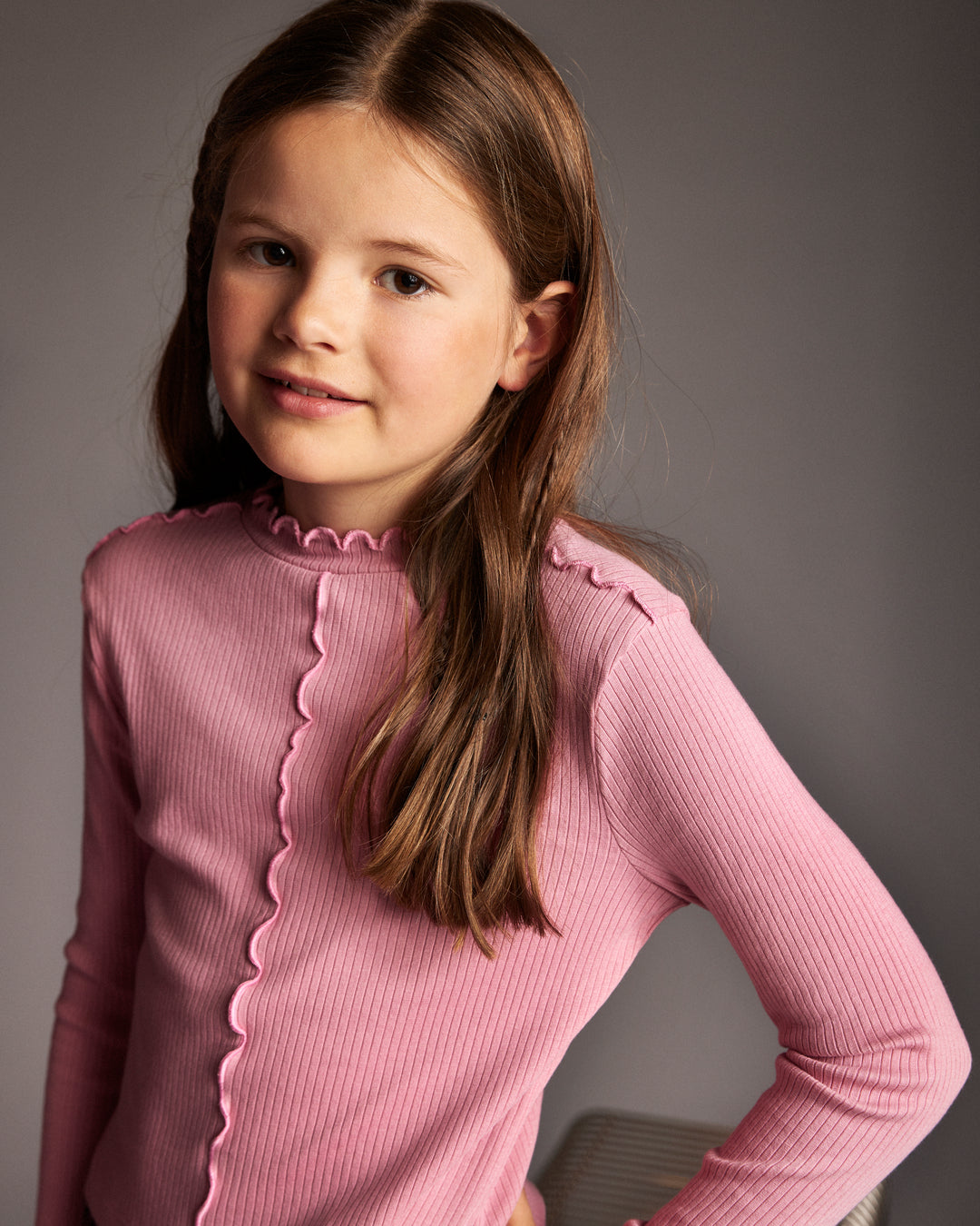 Creamie. T-shirt LS Rib - Wild Rose