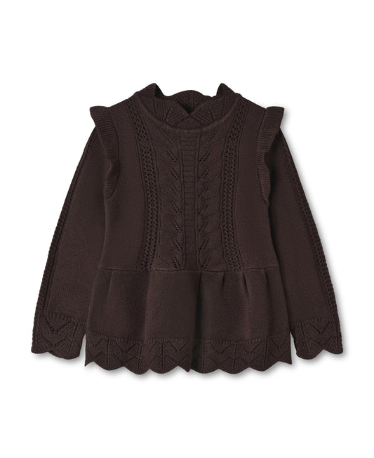 Fliink Alilly peplum Bluse - Coffee Bean