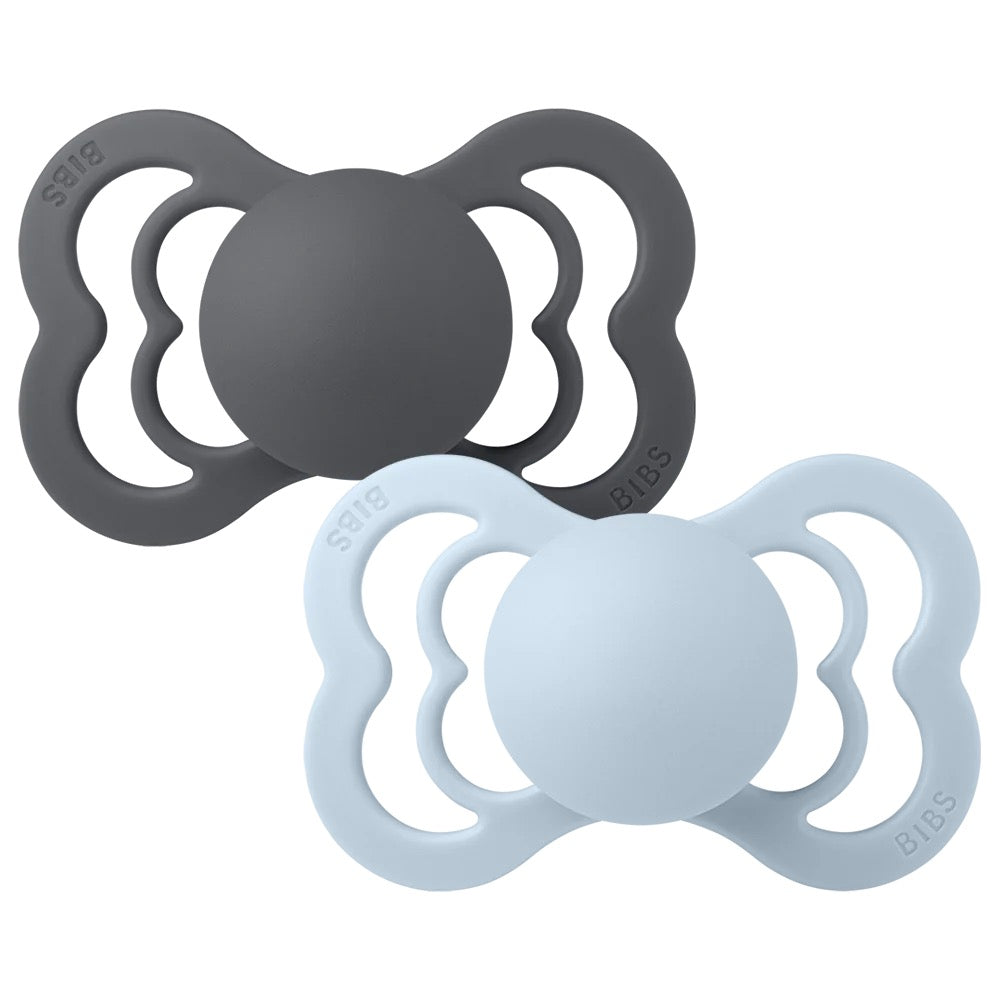 Bibs Supreme silicone Size 2-Iron/Baby Blue