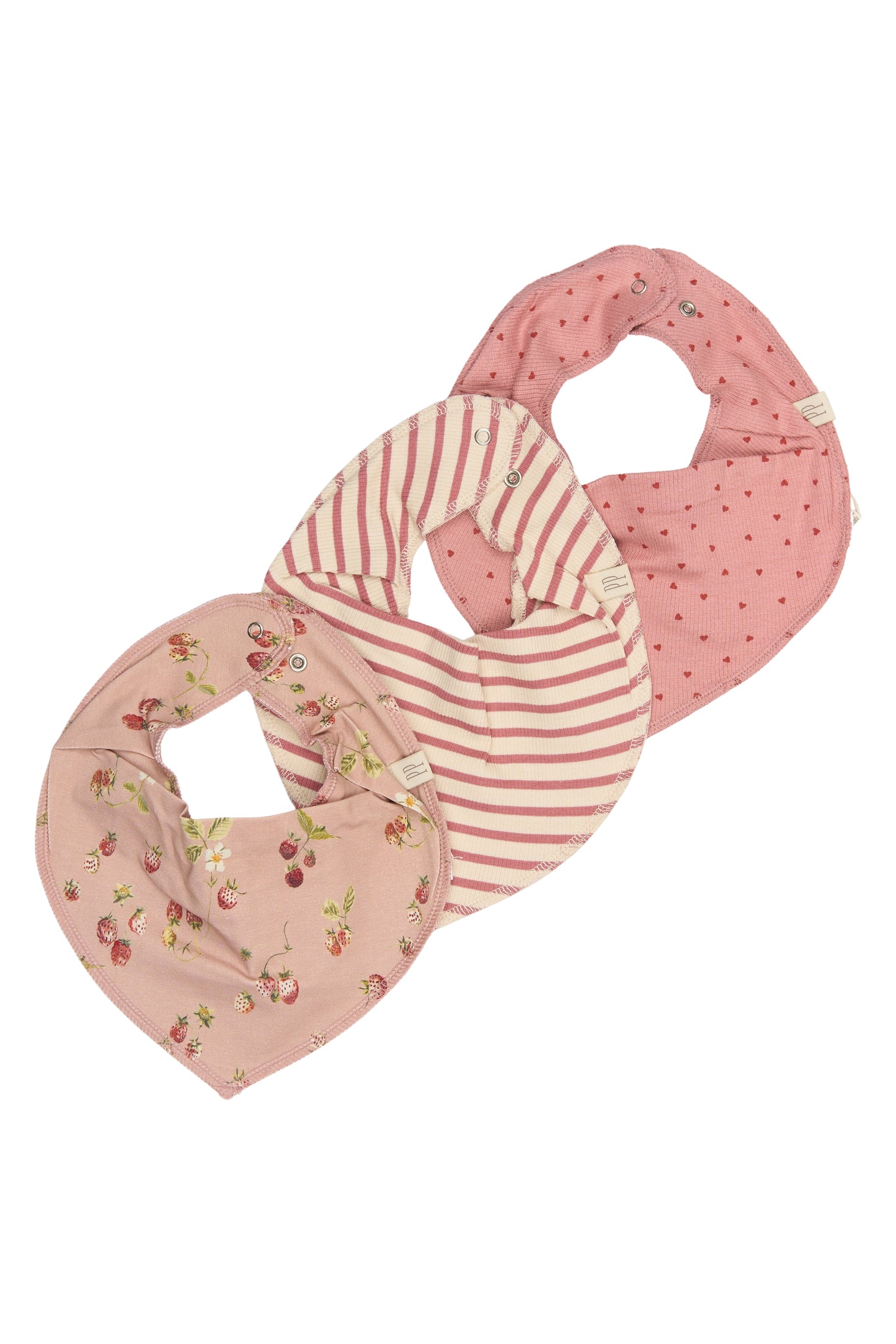 Petit Piao 3 pak Bibs - Dusty Rose Striped