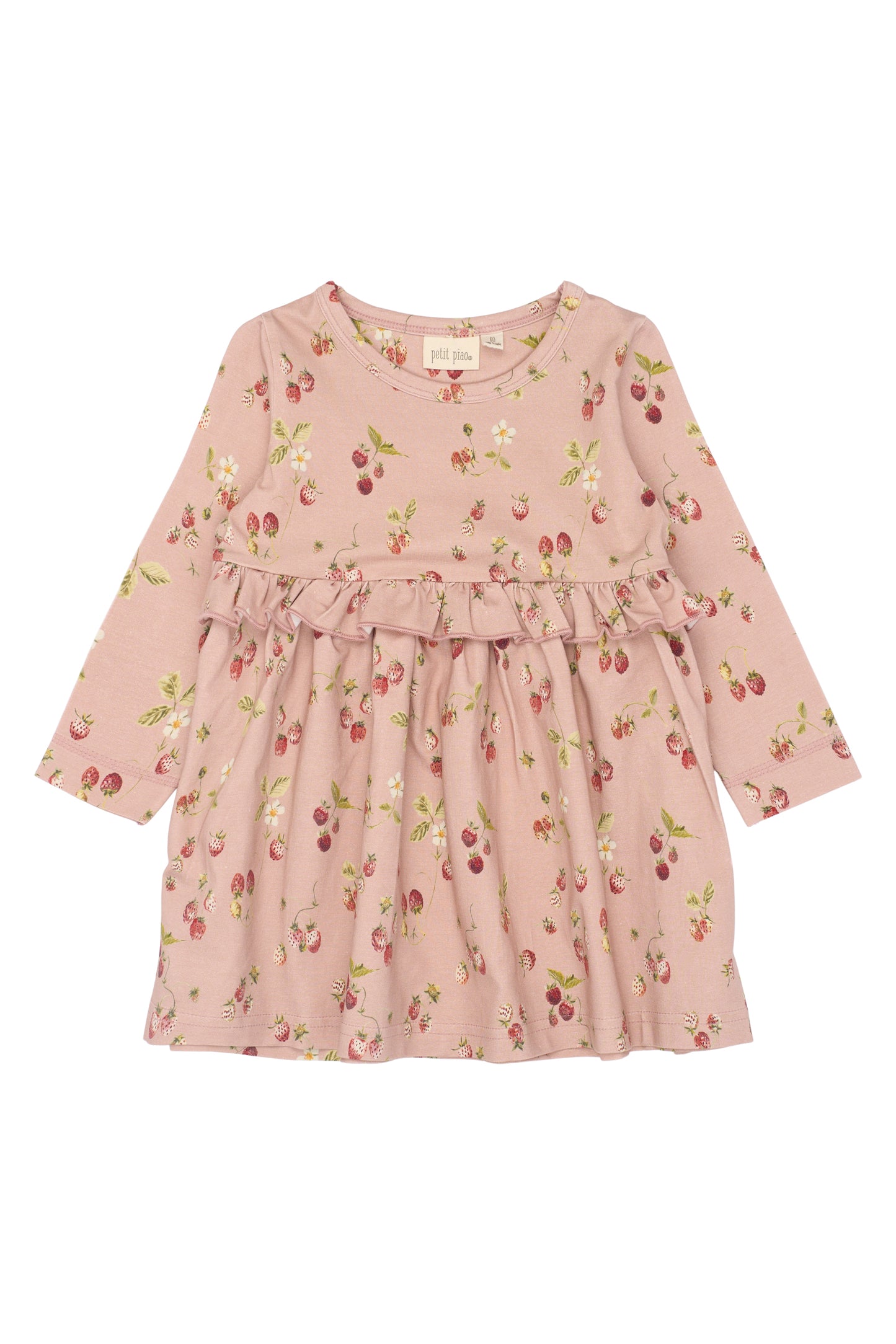 Petit Piao Star Kjole LS - Misty Rose Strawberry