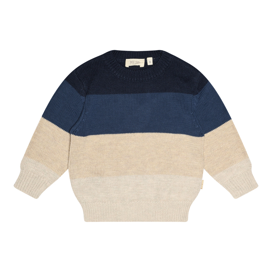 Petit Piao O-Neck Knit Sweater-Dark Denim