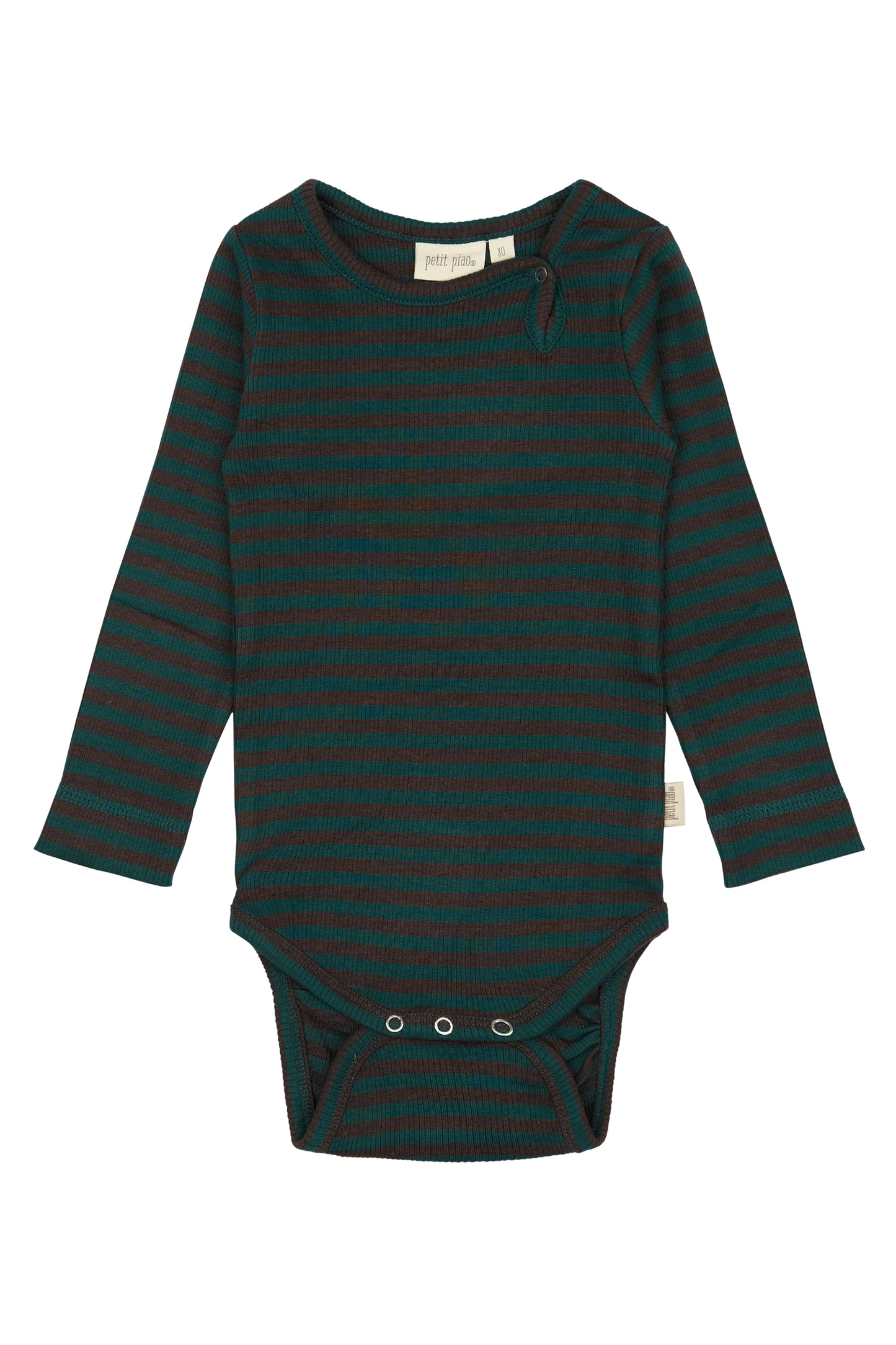 Petit Piao stribet Modal body L/S - Dark Sea/Coffe bean