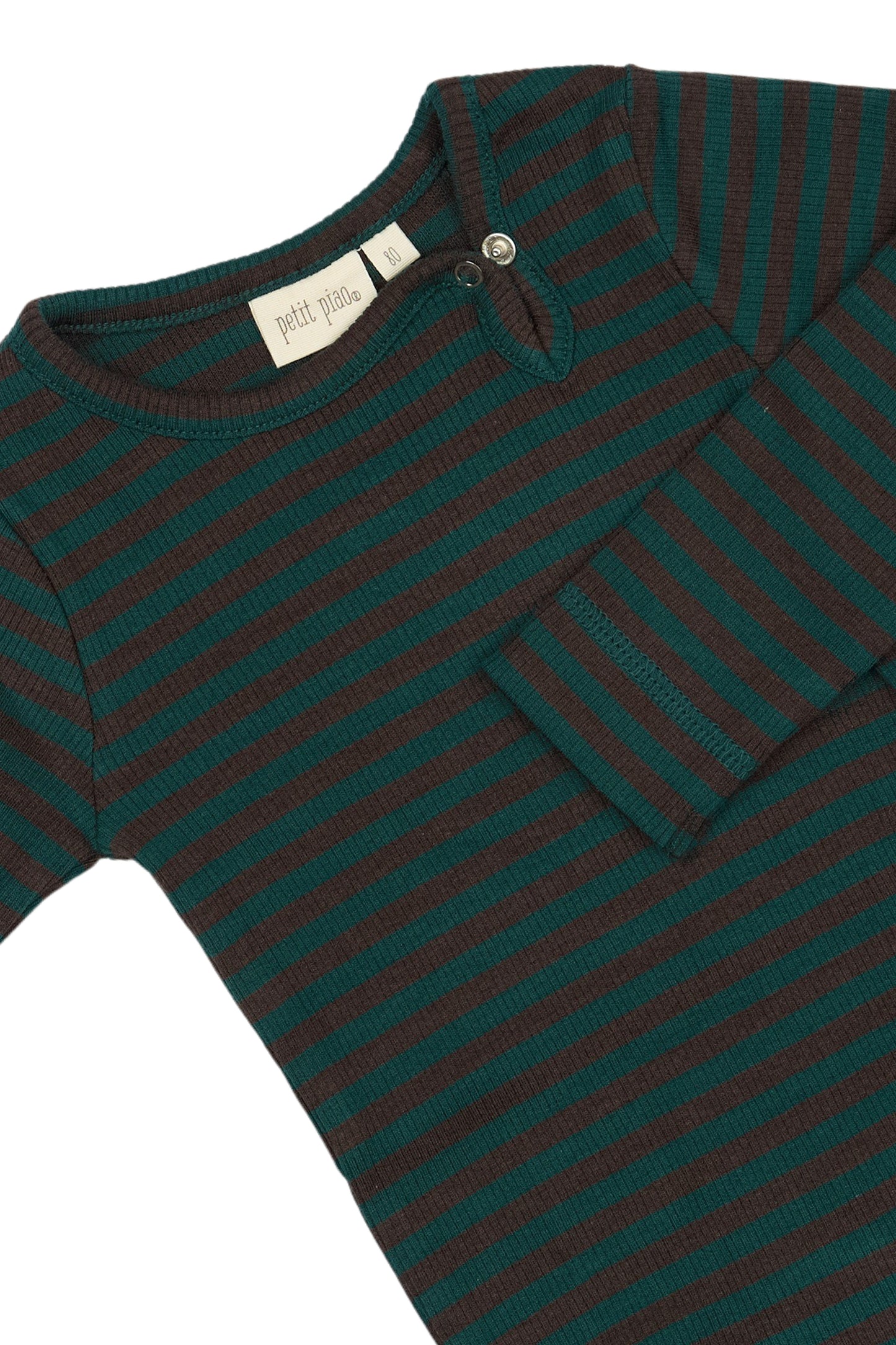 Petit Piao stribet Modal body L/S - Dark Sea/Coffe bean