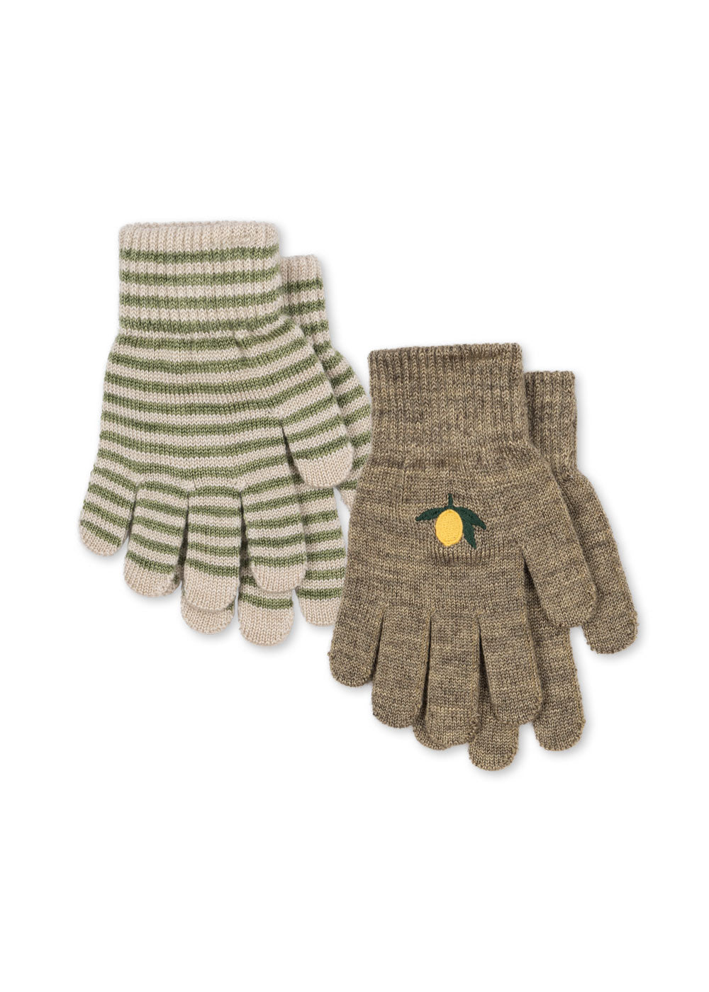 Kongens Sløjd 2 pak Filla Handsker - Lemon/Stripe
