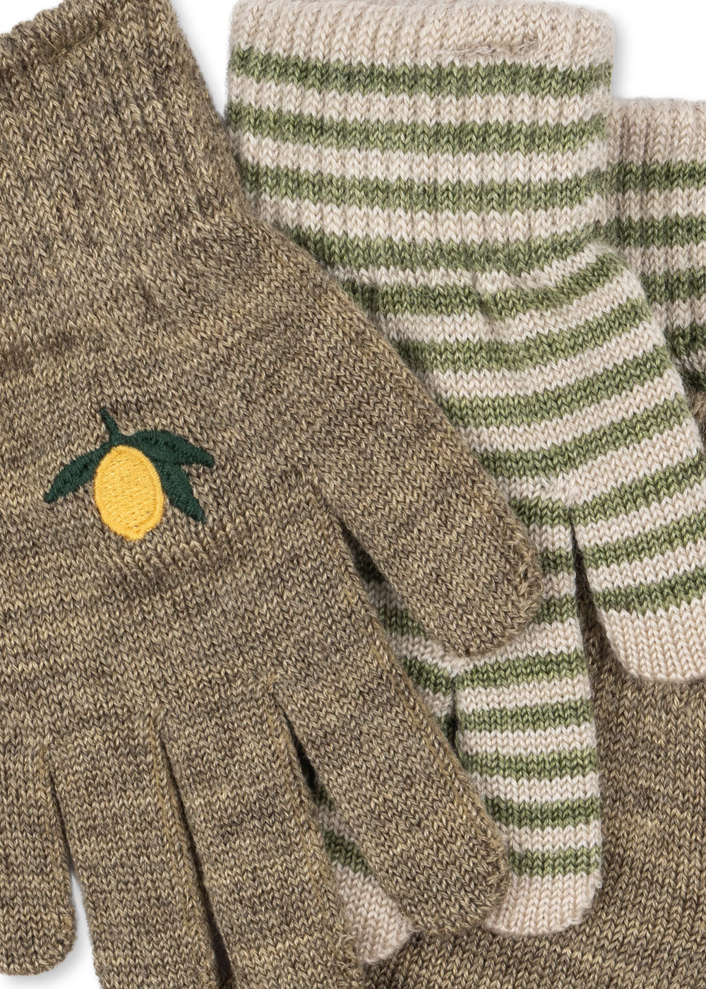 Kongens Sløjd 2 pak Filla Handsker - Lemon/Stripe