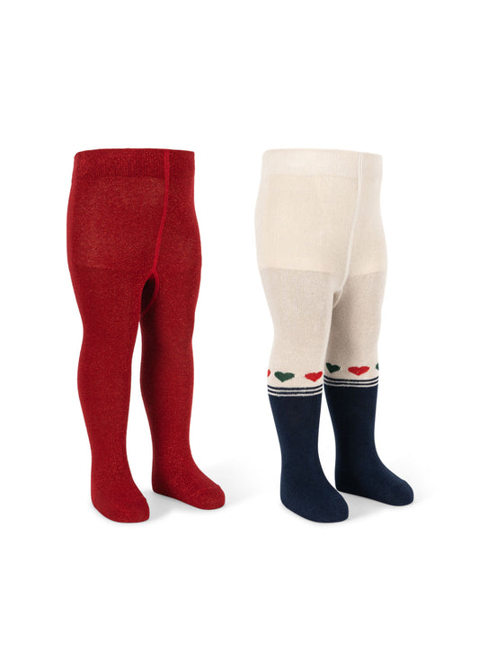 Konges Sløjd 2 PAK LUREX STRØMPEBUKSER - HEART MIX
