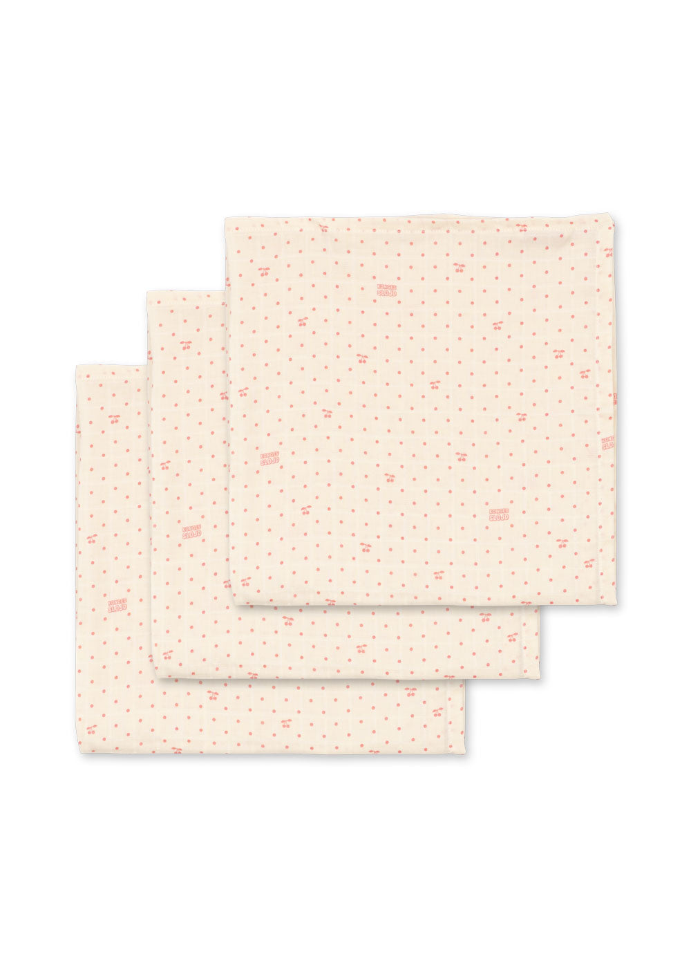 Konges Sløjd 3 PAK MUSLIN STOFBLEER - CHERRY DOT