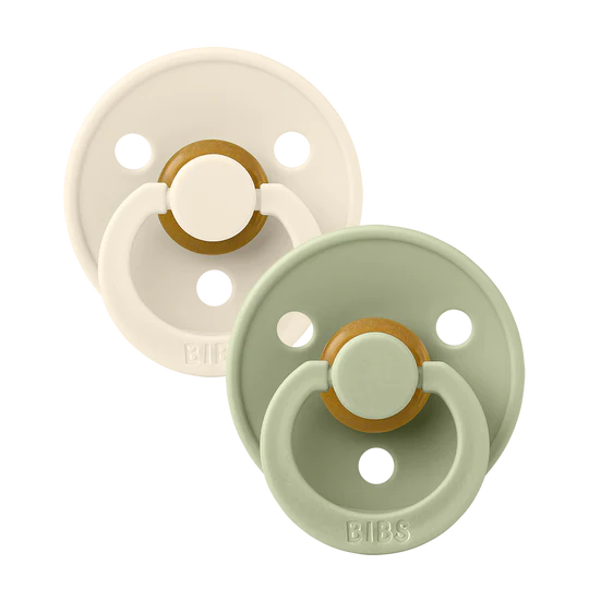 Bibs colour 2 pak Latex, size 2 - Ivory/Sage
