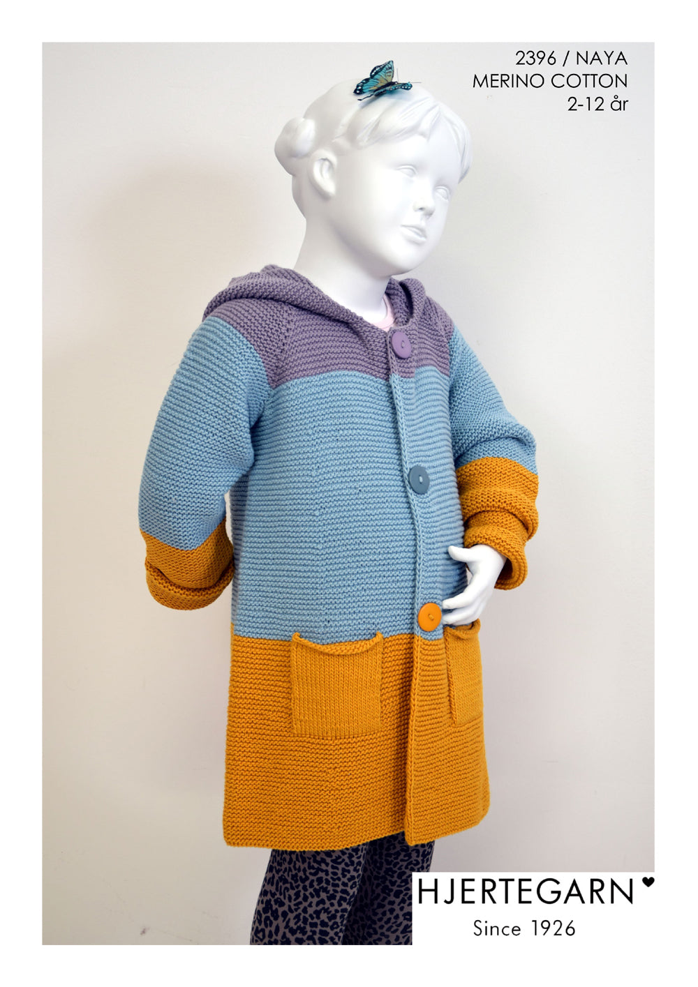 Herz Naya Muster Kinder Strickjacke lang - Gr 2-12 Jahre